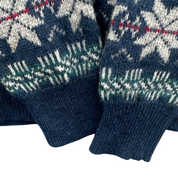 VTG Wool Sweater Lg 90s Grandpa Jumper Kurt Cobain Nordic Pattern Snowflake 80s - Picture 7 of 16